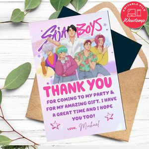 Saja Boys Thank You Card Customizable Template To Print At Home Instant Download