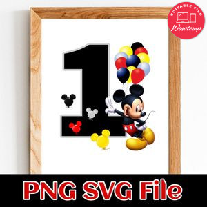 Mickey Mouse First Birthday Customer request PNG file template