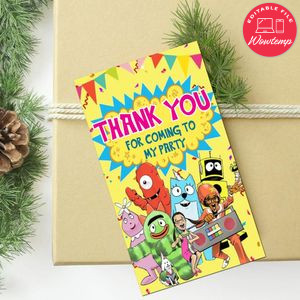 Yo Gabba Gabba Thank You Tag Customizable Template To Print At Home Instant Download