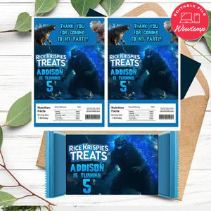 Godzilla Rice Krispies Treats Template Printable Instant Download