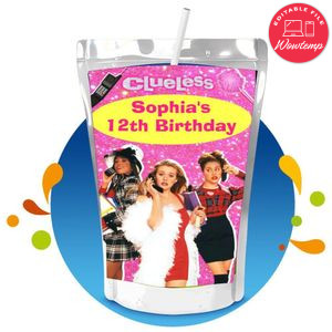 Clueless Capri Sun Birthday Labels Digital File Printable Instant Download