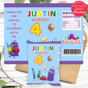 Storybots Birthday Chip Bag Digital File Printable Instant Download