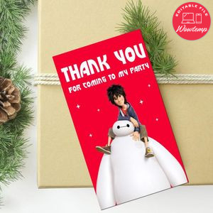 Big Hero 6 Thank You Tag Customizable Template To Print At Home Instant Download