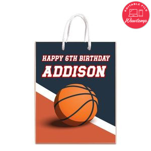 Basketball Gift Bag Label Template Printable Instant Download