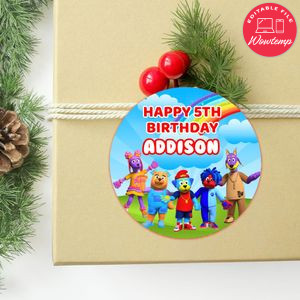Doggyland Circle Sticker Template Customizable to Print at Home Instant Download