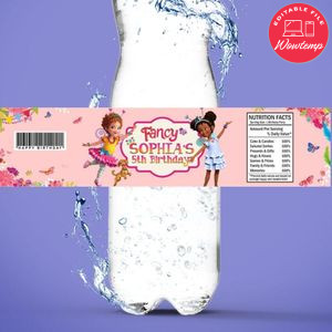 Fancy Nancy Birthday Water Bottle Label Template to Print at Home Instant Download