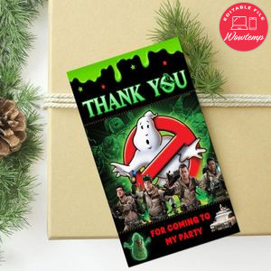 Ghostbusters Thank you tag Customizable Template to Print at Home Instant Download