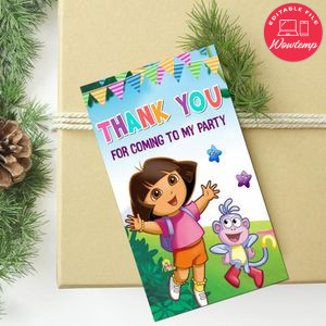 Dora The Explorer Thank You Tag Customizable Template To Print At Home Instant Download