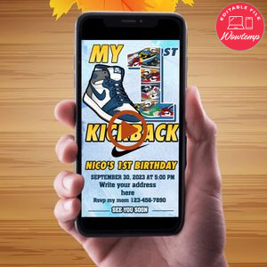 Kickback Birthday Video Invitation Digital Template Customizable Instant Download