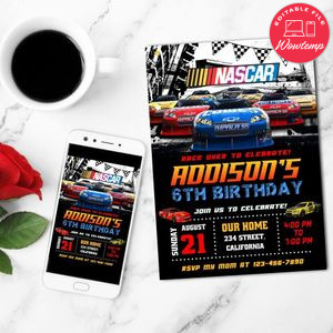 Nascar Mobile Invite Customizable Template Instant Download