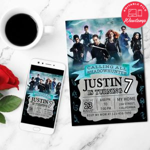 Shadowhunters Birthday Invitation Customizable Template to Print at Home Instant Download