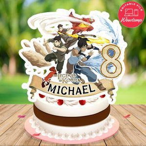 The legend of Korra Birthday Cake Topper Template Printable Instant Download