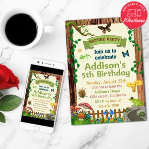 Party Nature Mobile Invite Customizable Template Instant Download