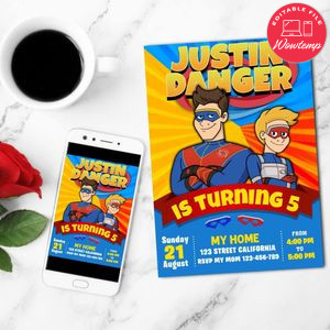 Kid Danger Birthday Invitation Customizable Template to Print at Home Instant Download
