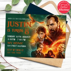 Fantastic Beasts Invitation Customizable Template to Print at Home Instant Download