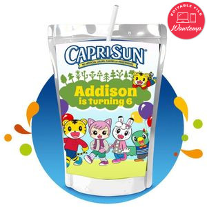 Shimajiro Capri Sun Birthday Labels Digital File Printable Instant Download