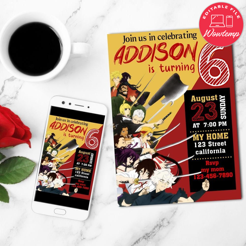 Hell's Paradise Birthday Flyer Customizable Template to Print at Home Instant Download