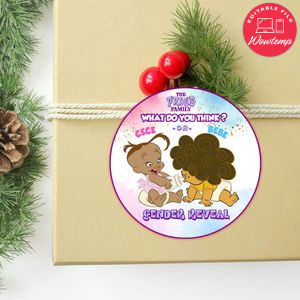 Bebe And Cece Proud Family Gender Reveal Circle Sticker Template Customizable To Print At Home Instant Download