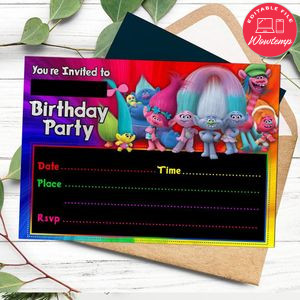 Troll 2 fill in blank Invitation Customizable Template to Print at Home Instant Download