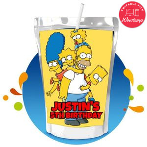 Simpson Capri Sun Birthday Labels Digital File Printable Instant Download