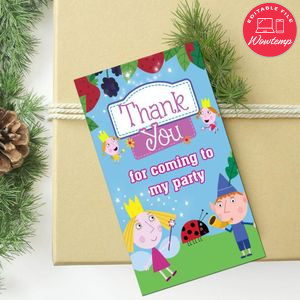 Ben And Holly's Little Kingdom Thank You Tag Customizable Template To Print At Home Instant Download
