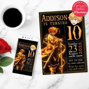 Zenitsu Mobile Invite Customizable Template Instant Download