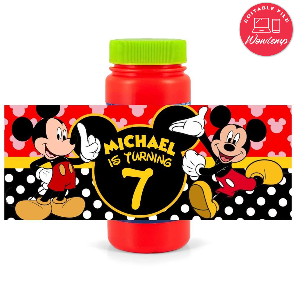Mickey Mouse Bubbles Wrapper Template to Print at Home DIY | Wowtemp
