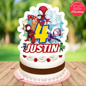 Spidey and his amazing friends Cake Topper Template Printable Instant Download