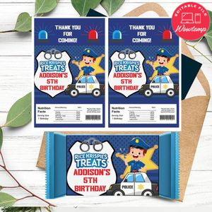 Police Rice Krispies Treats Template Printable Instant Download