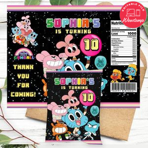 Gumball Birthday Party Chip Bag Digital File Printable Instant Download