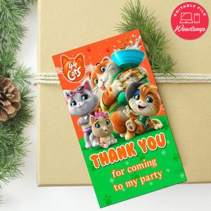 44 cats Thank you tag Customizable Template to Print at Home Instant Download