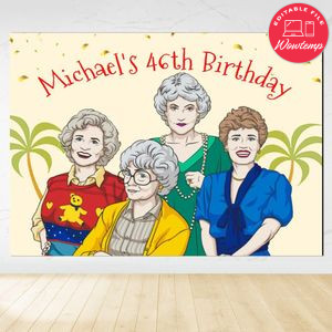 Golden Girls Birthday Backdrop Digital File Template Instant Download