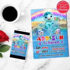Not Quite Narwhal Mobile Invite Customizable Template Instant Download