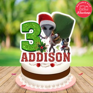 Alien Xmas Cake Topper Template Printable Instant Download