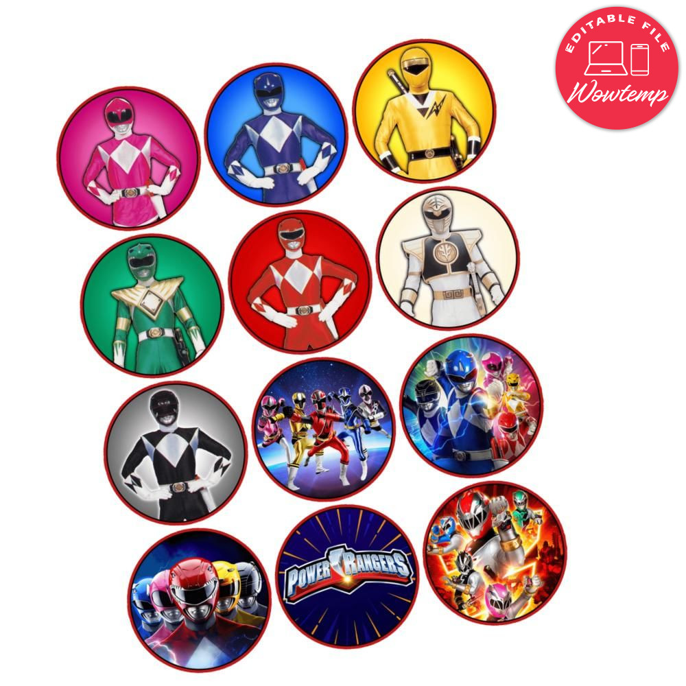Power Rangers Cupcake Toppers Template Printable Instant Download | Wowtemp