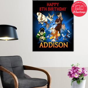 Avatar Airbender Birthday Poster Digital File Printable Instant Download