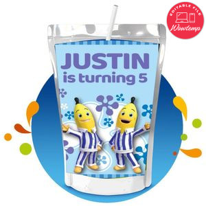 Bananas in pyjamas Capri Sun Birthday Labels Digital File Printable Instant Download