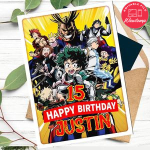 My Hero Academia Personalized Birthday Card
