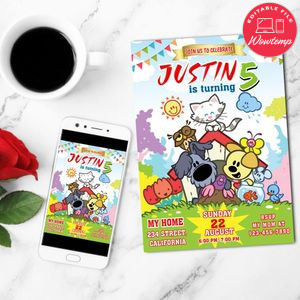 Woezel En Pip Birthday Mobile Invite Customizable Template Instant Download
