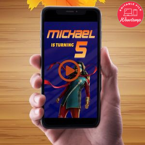 Ms. Marvel Birthday Video Invitation Digital Template Customizable Instant Download