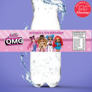 Omg surprise  Bottle Label Birthday Water Bottle Label Template to Print at Home Instant Download