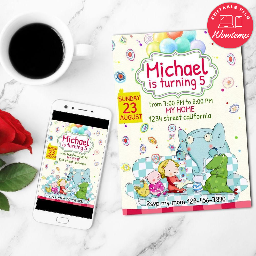 Tilly And Friends Birthday Flyer Customizable Template to Print at Home Instant Download