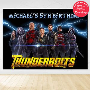 Thunderbolts Birthday Backdrop Digital File Template Instant Download