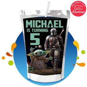 Mandalorian Capri Sun Birthday Labels Digital File Printable Instant Download