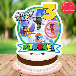 Action Pack Birthday Cake Topper Template Printable Instant Download