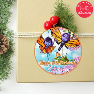 Butterfly Tale Circle Sticker Template Customizable To Print At Home Instant Download