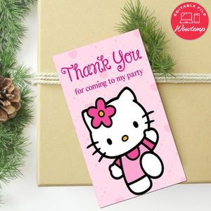 Hello Kitty Thank You Tag Customizable Template To Print At Home Instant Download