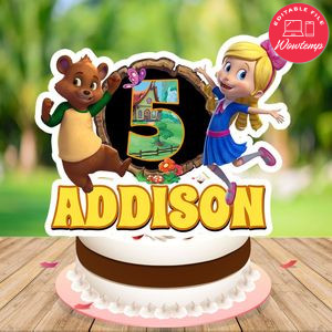 Goldie and Bear Birthday Cake Topper Template Printable Instant Download