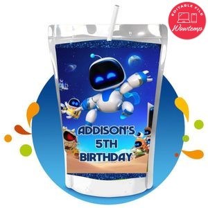 Astro bot Capri Sun Birthday Label Digital File Printable Instant Download
