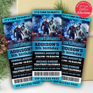 Ant Man And The Wasp Quantumania Ticket Invitation Customizable Template Instant Download